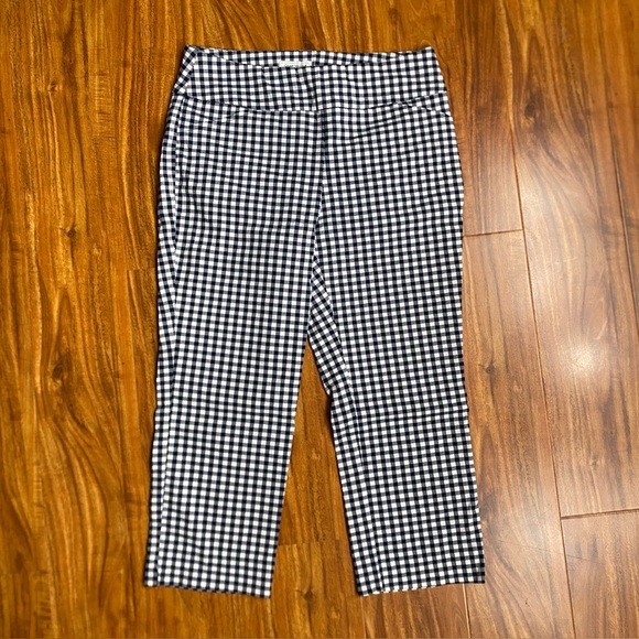 Charter Club Women's Petite Navy White Cambridge Slim Gingham Crop Pant Size 6P - Picture 1 of 13
